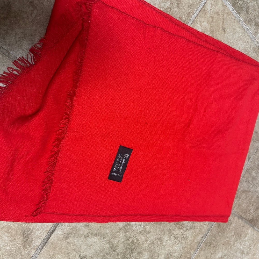 Vibrant Red Fringed Scarf